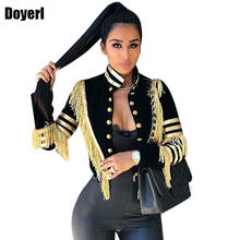 Fringe Tassel Bomber Jacket Women 2022 Autumn Winter Streetwear Button Slim Gothic Female Coats Short Fall Black Cropped Jacket 2024 - buy cheap