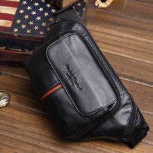 Pochete masculina de couro 100% genuíno, bolsa de peito com cinto de cintura, bolsa casual para celular e outros telefones 2024 - compre barato