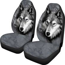 Защитные чехлы на сиденья автомобиля, универсальный чехол для автомобильных сидений с 3D принтом волка, 2 шт. 2024 - купить недорого