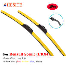 HESITE-limpiaparabrisas híbrido sin marco para coche, escobillas coloridas para Renault Scenic 1, 2, 3, 4, accesorios, 2 uds., limpiaparabrisas delantero rojo y amarillo 2024 - compra barato