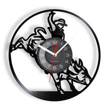 Reloj de pared occidental Vintage de Wild West Bull Rider, disco de vinilo vaquero, reloj de pared decorativo de Rodeo, diseño moderno, decoración del hogar 2024 - compra barato