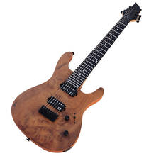 7 string electric guitar full okoume wood body  39 inch natural color 24 frets electric guitarra tree burl top 2024 - buy cheap