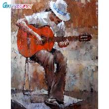 Gatyztory quadro guitarra homem diy pintura por números figura kits pintados à mão desenho da lona presente original decoração da parede 60x75cm 2024 - compre barato