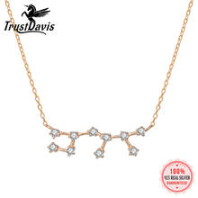 TrustDavis 925 Sterling Silver Champagne Gold 12 Constellation CZ Necklace For Women Wedding Party 925 Wholesale Jewelry Y3-59 2024 - buy cheap