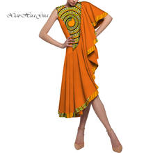 Vestidos africanos estampados para mujer, ropa Bazin Riche de algodón Ankara drapeados hasta la rodilla, vestido africano para fiesta WY5641 2024 - compra barato