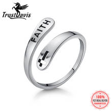 TrustDavis Real 925 Sterling Thai Silver Fashion Sweet Cross Faith Opening Ring For Fashion Women Wedding Fine Jewelry  DD896 2024 - buy cheap