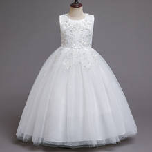 Летнее белое длинное вечернее платье, платье подружки невесты, пышное вечернее платье с цветами, Детские платья для девочек, детское платье принцессы 4-14 лет 2024 - купить недорого