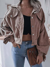 Autumn Corduroy Jacket Women Coat Cropped Jackets for Women Short Jackets Female Lantern Sleeve Overshirt 2022