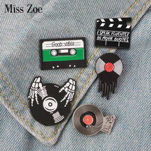 Punk Music Lovers Enamel Pin Good vibes tape DJ Vinyl Record Player badge brooch Lapel pin Jeans shirt Cool Gothic Jewelry Gift 2024 - buy cheap