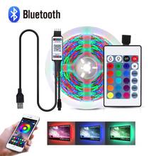 Tira de luces LED RGB con controlador Bluetooth, cinta de diodo 2835, 5V, USB, neón, rayas, PC, TV, pantalla, retroiluminación, lámpara de decoración de dormitorio 2024 - compra barato