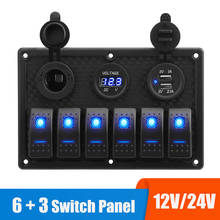 12v 24v 6gang led painel interruptor caravana carregador usb adaptador de energia luz toggle acessórios do carro para caminhão fora da estrada 4x4 barco marinho 2024 - compre barato