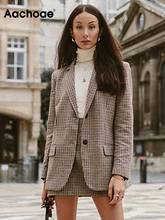 Aachoae Fashion Office Ladies Suit Set Women Two Piece Set Houndstooth Single Breasted Blazer With High Waist Chic Mini Skirt 2024 - buy cheap