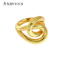 Женские кольца с золотым крестом Andywen, большие геометрические кольца из стерлингового серебра 925 пробы с изменяемым размером, модные ювелирные украшения для свадебной вечеринки в стиле панк-рок 2024 - купить недорого