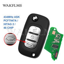 3 Buttons 434MHz PCF7947 HITAG 2 46 CHIP Remote Flip Car Key Fob Accessories For Renault Fluence Clio 2024 - buy cheap