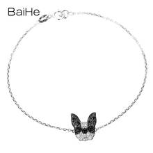 BAIHE Solid 18K White Gold H/SI Natural White Diamond Black Diamond Puppy Bracelet Trendy Fine Jewelry Making Pulsera Cachorro 2024 - buy cheap
