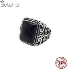 Guaranteed 925 Sterling Silver colour Rings Antique Turkey Ring For Men Black Ring With Stone Natural Onyx Turkish Male Jewelry 2024 - buy cheap