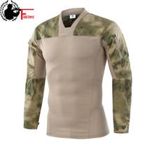 Камуфляжная армейская тактическая футболка для мужчин, мужская футболка с длинным рукавом в стиле милитари, стрейчевая хлопковая камуфляжная футболка в стиле пейнтбола 2023 - купить недорого