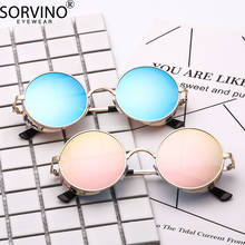 Gafas de sol clásicas de SORVINO Steampunk para hombre y mujer, diseñador de marca unisex de anteojos de sol, con montura de Metal redonda, coloridas, Retro reflectantes Y22 2024 - compra barato
