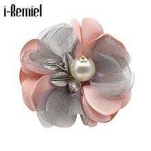 I-remiel-broche de flor de perla de tela coreana para mujer, insignia, chal, Pin, solapa, tela hecha a mano, ramillete artístico, accesorios de ropa 2024 - compra barato