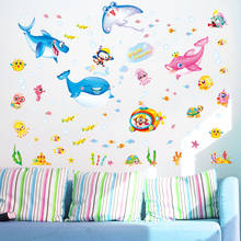 Underwater World Marine Fish Wall Stickers Cartoon DIY Wall Decals for Kids Rooms Baby Bedroom Decoration 2024 - buy cheap