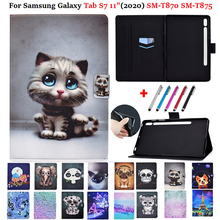 Coque For Samsung Galaxy Tab S7 Case SM-T870 T875 Animal Painted PU Leather Stand Tablet Funda For Galaxy Tab S7 Case 11 +Pen 2024 - buy cheap