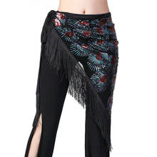 Belly Dance Peacock Hip Scarf Belt Sequins Tribal Fringe Triangle Shawl 9 colors 2024 - buy cheap