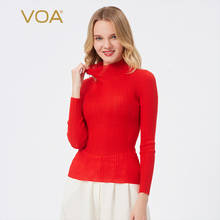 VOA 2021 Knitted Cashmere Women Turtleneck Sweater Pullovers Winter Basic Women High Neck Sweaters Pullover Slim Female Top RB39 2024 - buy cheap