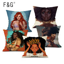 Beautiful Africa Princess Decorative Art Oil Painting Sofa Throw Pillow Case  Linen African Lifestyle Home Cushion Cover 2024 - buy cheap