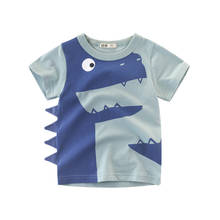 2021 летняя детская футболка детская одежда футболка с 3D принтом динозавра повседневные хлопковые топы для мальчиков и девочек с рисунком От 2 до 10 лет Прямая поставка 2024 - купить недорого