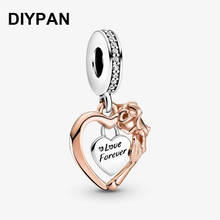 Fit Original Pandora Charms Bracelet Heart & Rose Flower Dangle Charm Pendant Fasion Jewelry Berloque 2024 - buy cheap