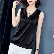 Korean Fashion Silk Women Tank Top Lace Satin Sleeveless Womens Tops Plus Size XXXL Black Tops for Women 2024 - buy cheap