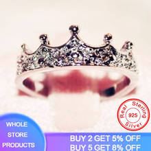Yanhui luxo rainha coroa anel de prata 925 jóias micro zircônia cúbica cauda anel moda menina feminino presente jóias finas jz014 2024 - compre barato