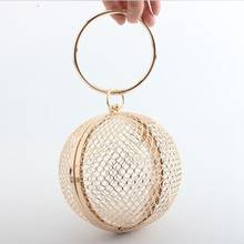 2022 Hollow Metal Ball Women Shoulder Bag Gold Cages Round Clutch Evening Bags Ladies Wedding Party CrossBody Purse Handbag 2024 - buy cheap