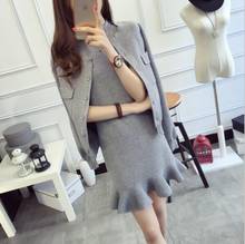 2022 autumn women clothing set elegant fashion solid color women's knit cardigan+ fishtail dress two-piece women suits ZX-217 2024 - buy cheap