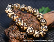Pair Energy Tibetan Old Agate 2 Eye 2 Dots Tiger Tooth dZi Bead Bracelet Amulet LKbrother Talisman Treasure 2024 - buy cheap