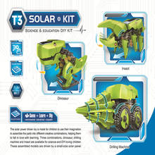 Kit de dinossauro 3 em 1 com energia solar, brinquedos educativos, dinossauro, montagem diy, modelo de construção de ciências para crianças 2024 - compre barato