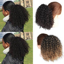 Cola de Caballo rizada Afro para mujer, envoltura corta afroamericana con cordón sintético, extensiones de cabello con Clip de cola de poni, reina moderna 2024 - compra barato