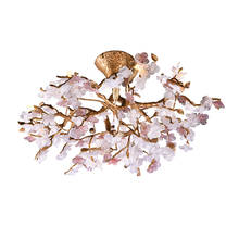 Francês romântico quarto sala de estar da família led lustre retro criativo rosa flor cobre ramo design arte lustre