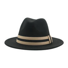 Fedora-sombrero de fieltro para mujer, sombrero con banda para cinturón, simple, formal, para exteriores, Otoño e Invierno 2024 - compra barato
