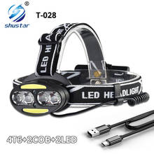 Super bright LED headlamp 4 x T6 + 2 x COB + 2 x Red LED waterproof led headlight 7 lighting modes with batteries charger 2024 - buy cheap