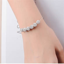 New Arrival Lady Silver 925 Sterling Bracelets For Women Jewelry Fashion Crystal Ball Shiny Bracelets Accessories For Girls Gift 2024 - buy cheap