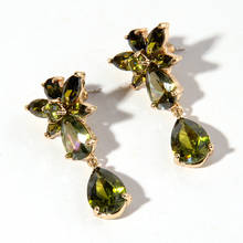 Free shipping Gold Color Ladies Luxury Earrings AAA+ Flower Cubic Zircon Stud Earring Top Quality Nickel & Lead Free 2024 - buy cheap