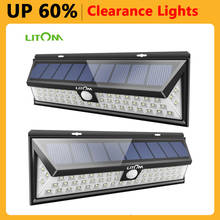 LITOM-luces LED solares con Sensor de movimiento, lámpara de seguridad de gran angular, resistente al agua IP65, para exteriores, 54 LED, 2 paquetes 2024 - compra barato