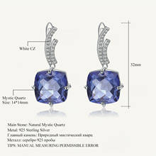 Brincos de balé para mulheres, joias finas femininas de prata esterlina 100% sólida e quadrada natural de quartzo-iolite, azul e novo, 925 2024 - compre barato