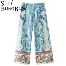 SheBlingBling   Women Vintage Printed Wide Leg Pant High Waist Trousers Female Button Summer Home Plus Size Casual Loose Pants 2024 - buy cheap