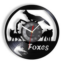 Foxes Family Vinyl Record Clock Woodland Nursery Baby Kid Room Woodland Animals Wall Art Modern Design Home Decor Wall Clock 2024 - buy cheap