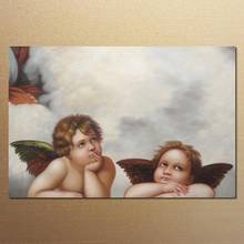 Retrato de pintura de mujer, lienzo de arte hecho a mano de alta calidad, William Adolphe, Bouguereau, madrina, Sixtina (detalles de 2 cherubs) 2024 - compra barato