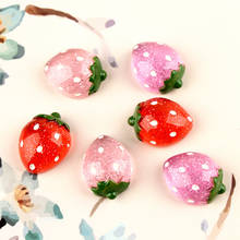 Kawaii Glitter Strawberry Simulation Fruit Resin Flatback Cabochon Miniature Food Art Supply Decoration Charm Craft 2024 - buy cheap