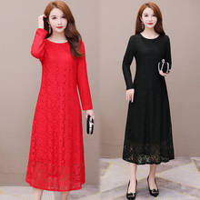 Spring and Autumn Long-Sleeved Lace Dress Large Size Dress Midi A- Line Dress Woman Dress Vestido De Mujer Femme Robe 2024 - buy cheap