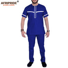 Men`s Casual African Dashiki Shirts and Pants Set Ankara Clothing Wax Tracksuit Short Sleeve Tops AFRIPRIDE A1916064 2024 - buy cheap